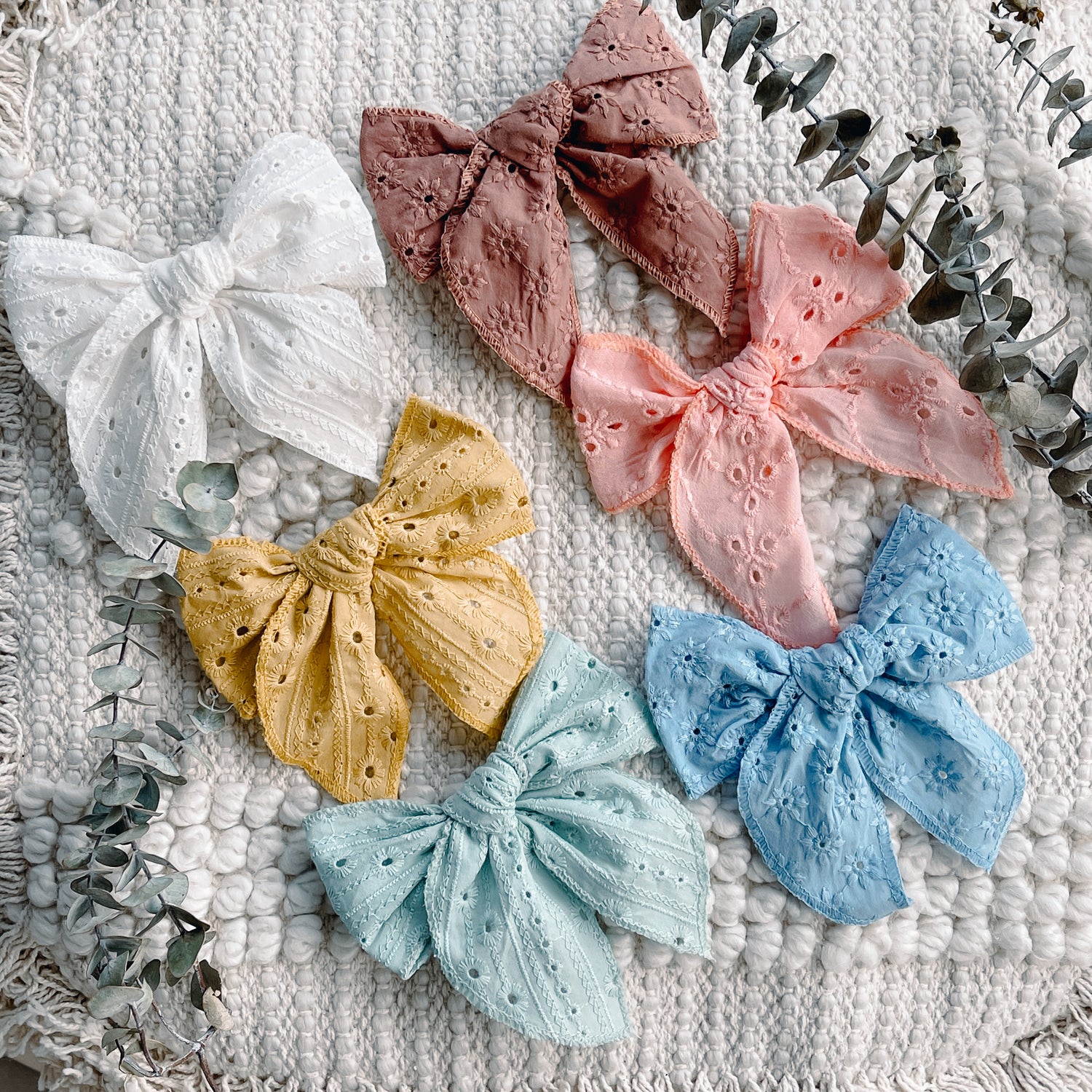 Eyelet Embroidered Bow