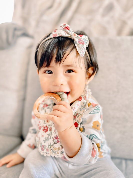 Handmade Dribble Bib - Gray Floral