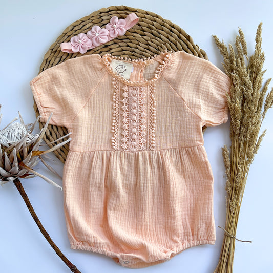 Isla Lace Playsuit - Blush
