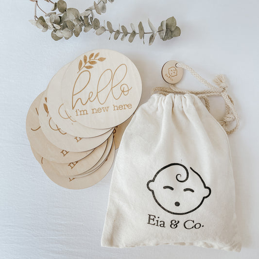 Wooden Baby Milestone Disc - Leaf