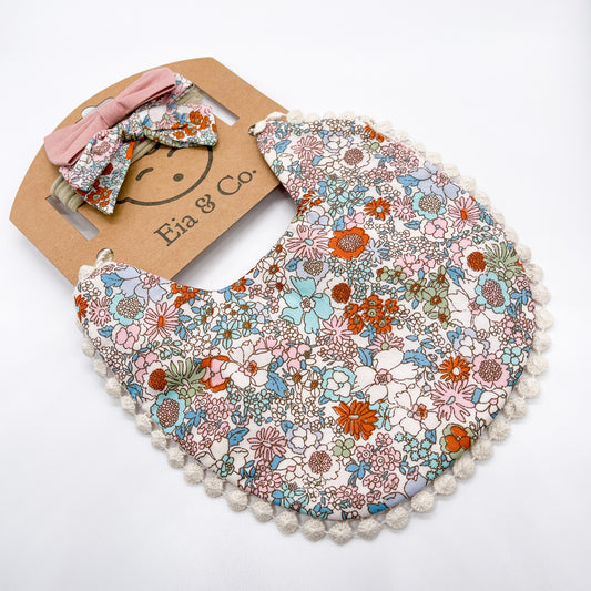 Handmade Dribble Bib - Pink Floral
