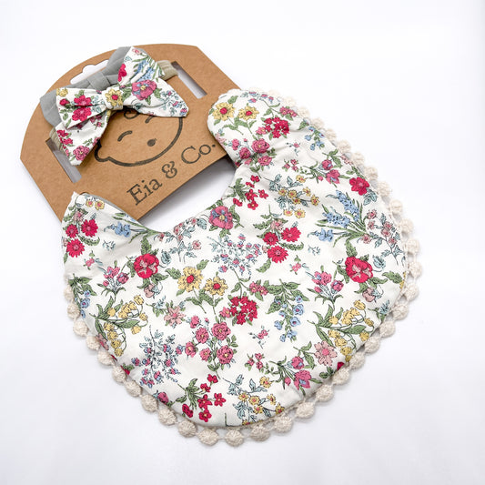 Handmade Dribble Bib - Gray Floral