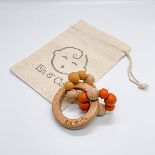 Wooden Teether Ring - Grapefruit