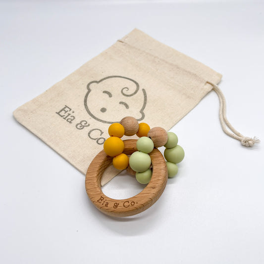 Wooden Teether Ring - Lemon Lime