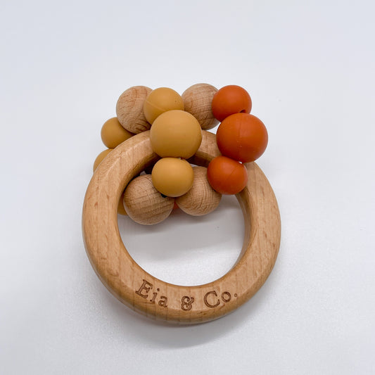 Wooden Teether Ring - Grapefruit