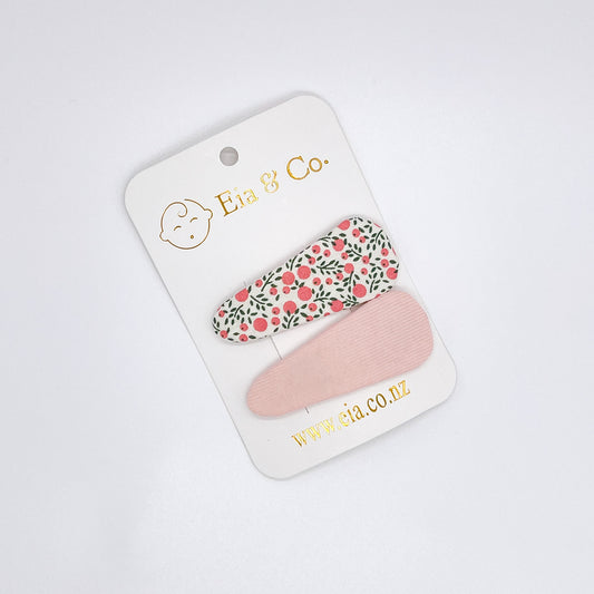 Plain & Floral Hair Clips - Rosewood