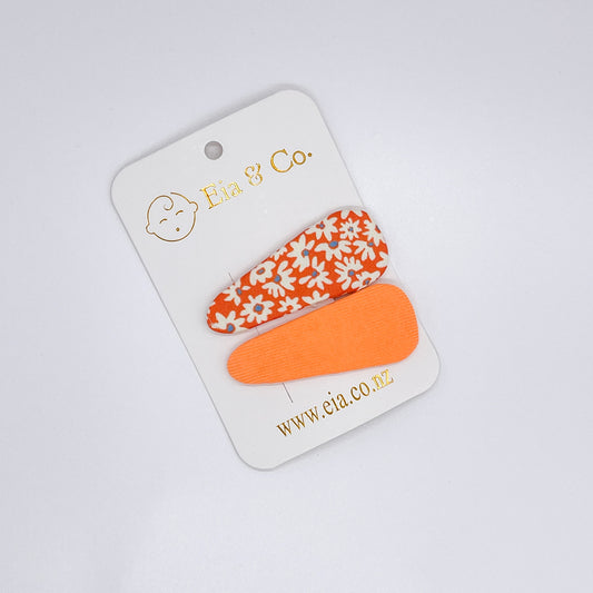Plain & Floral Hair Clips - Ginger