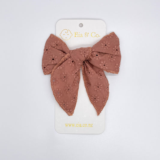 Eyelet Embroidered Bow - Orchid