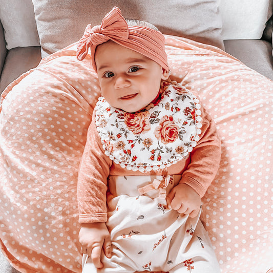 Handmade Dribble Bib - Gray Rose